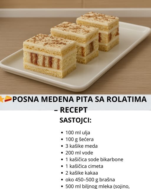 🥧 POSNA MEDENA PITA SA ROLATIMA – RECEPT