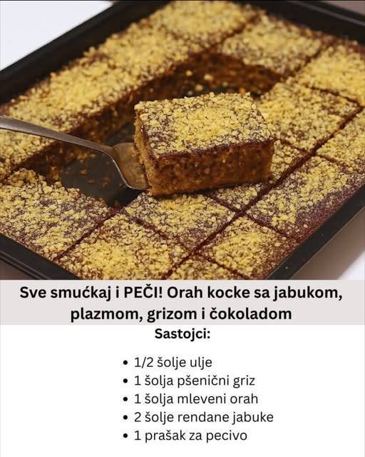 Sve Smućkaj i Peci: Sočne Orah Kocke sa Jabukom i Grizom (Recept)