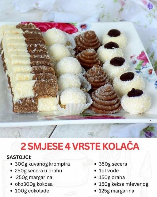 Čarolija u Kuhinji: 4 Vrste Sitnih Kolača od Samo 2 Smese (Bez Pečenja!)