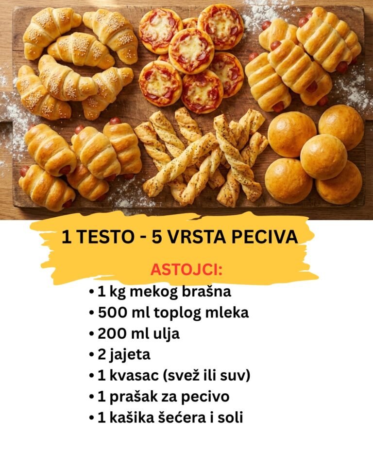 Univerzalno Testo za Peciva – Jedan Recept za 5 Vrsta (Kiflice, Pice, Rol Viršle…)