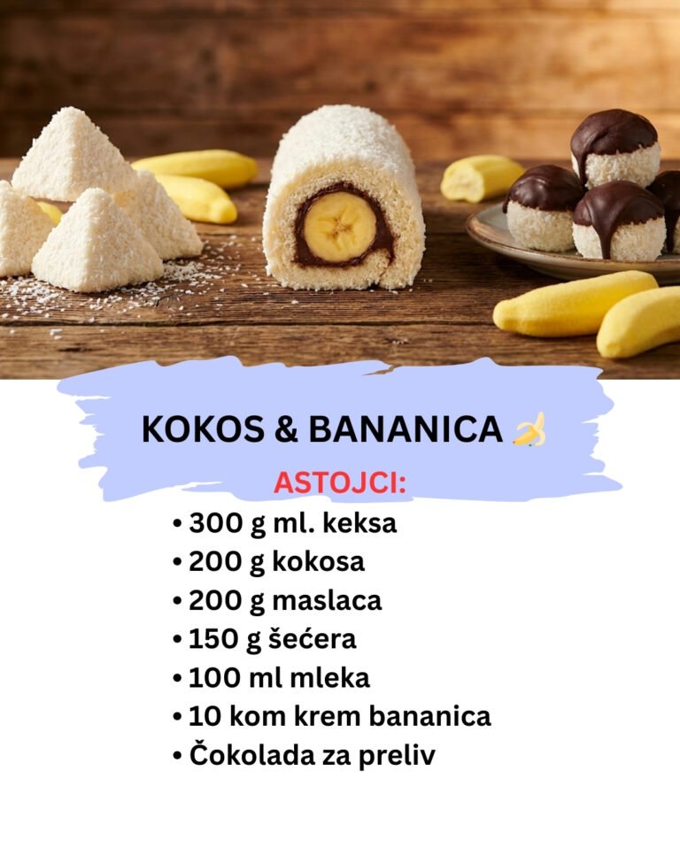 Kokos Rolat sa Bananicom: 1 Smesa za 3 Vrste Kolača (Recept)