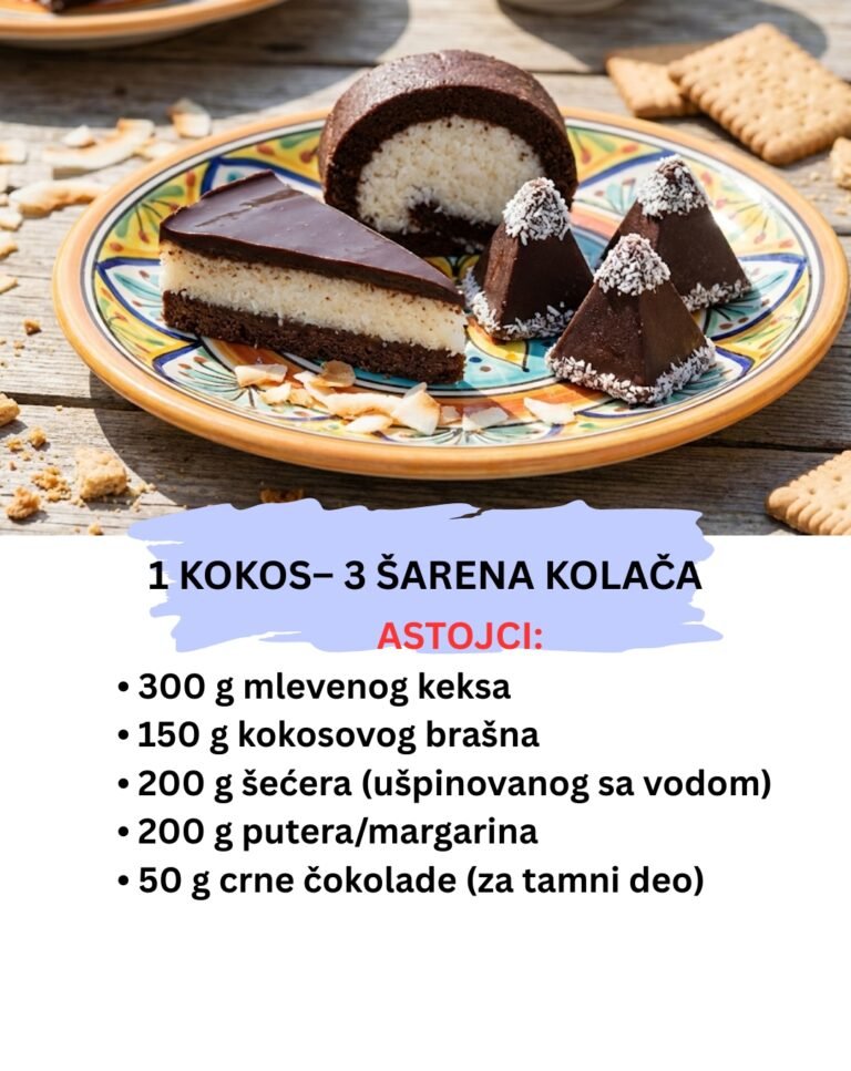 Kokos Bajadera: Najlepši Posni Kolači od Keksa i Kokosa (1 Smesa – 3 Vrste)