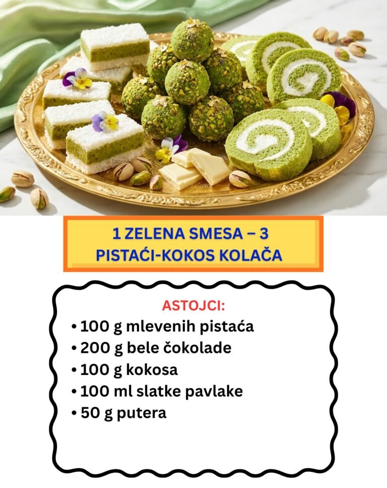 Pistaći i Kokos: Najluksuzniji Zeleni Kolači Bez Pečenja (Recept)