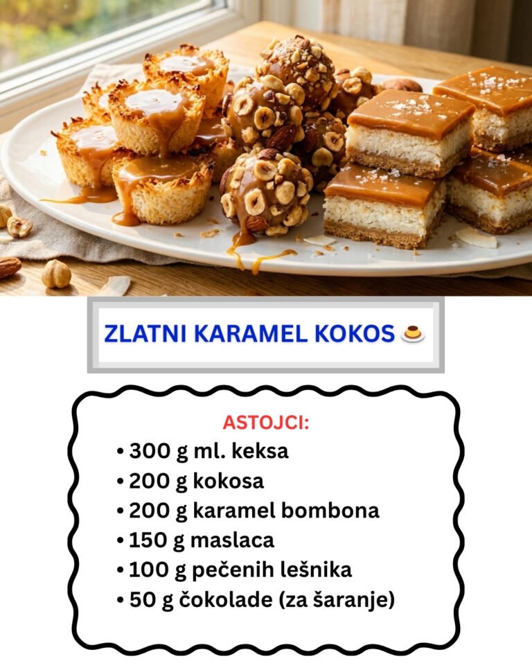 Zlatni Karamel Kokos: 1 Smesa – 3 Kolača (Najlepši Karamel Desert)