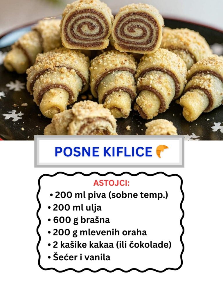 Rolovane Posne Kiflice sa Pivom i Orasima (Mekane kao Duša)