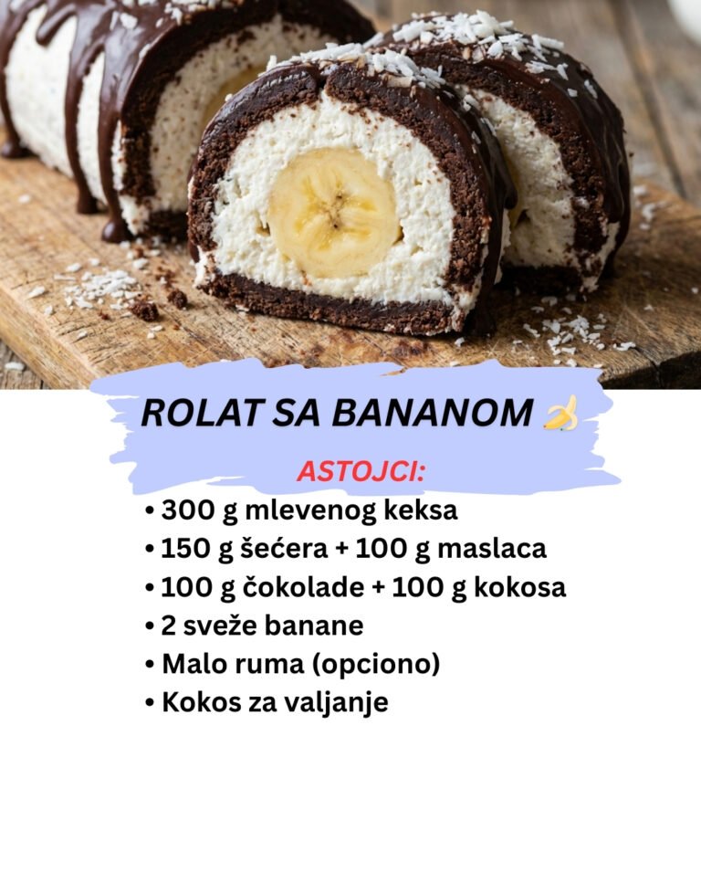 Čoko-Kokos Rolat sa Bananom: Voćna Magija bez Pečenja (Recept)