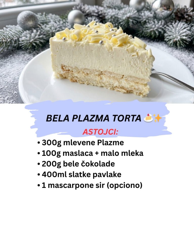 Bela Plazma Torta: Snežna Kraljica za 15 Minuta (Recept bez Pečenja)
