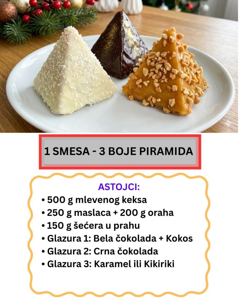 1 Smesa – 3 Boje Piramida: Luksuzni Sitni Kolači (Recept)