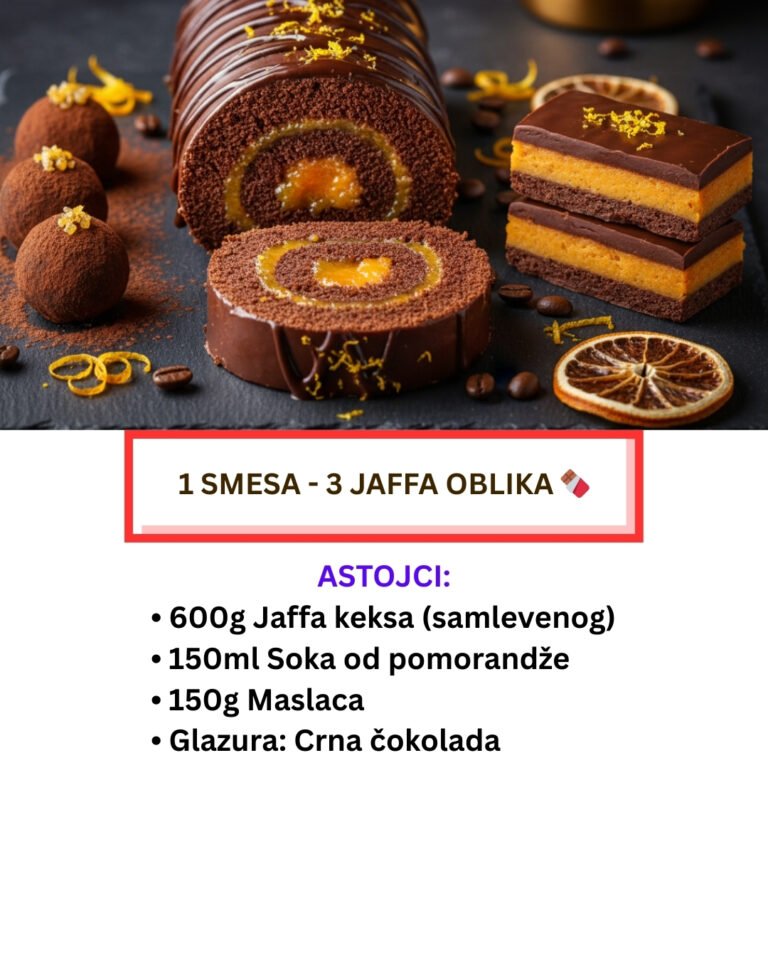 1 Smesa – 3 Jaffa Oblika: Rolat, Bajadera i Kuglice (Recept)