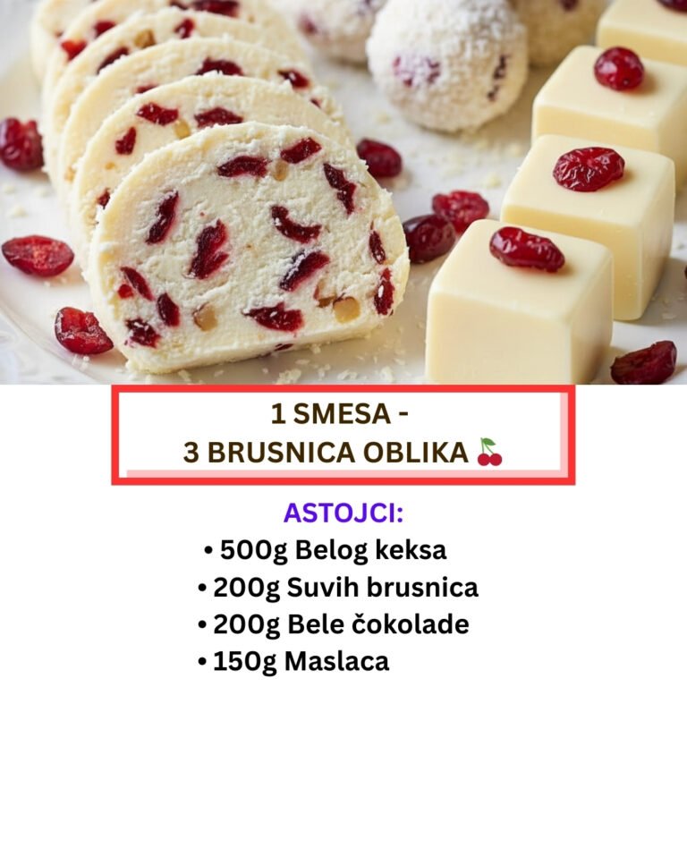 1 Smesa – 3 Brusnica Oblika: Bela Čokolada i Voće (Recept)