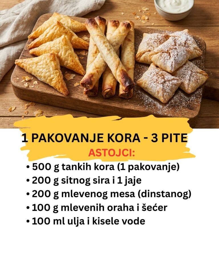 1 Pakovanje Kora na 3 Načina – Trouglići, Rolnice i Baklavice (Recept)