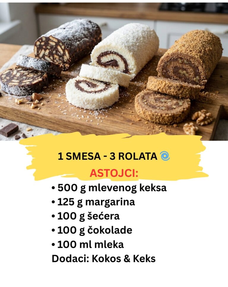 3 Najlepša Rolata od Jedne Smese: Mozaik, Kokos i Čokoladni (Detaljan Recept)