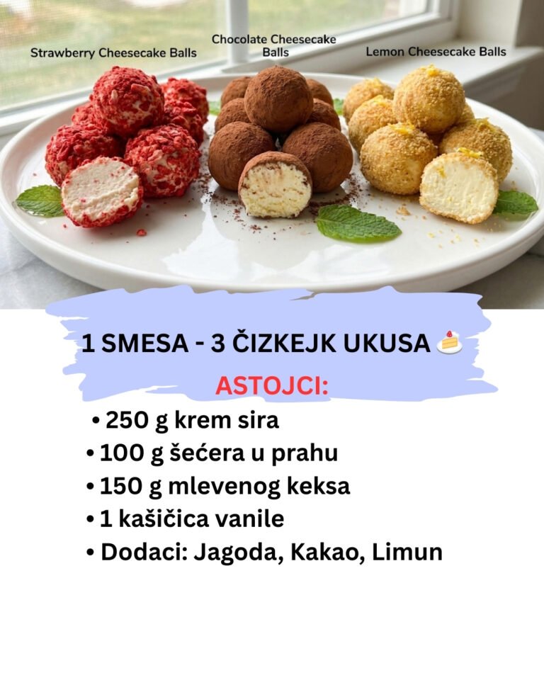 Čizkejk Kuglice: 1 Smesa za 3 Ukusa (Jagoda, Čokolada i Limun)