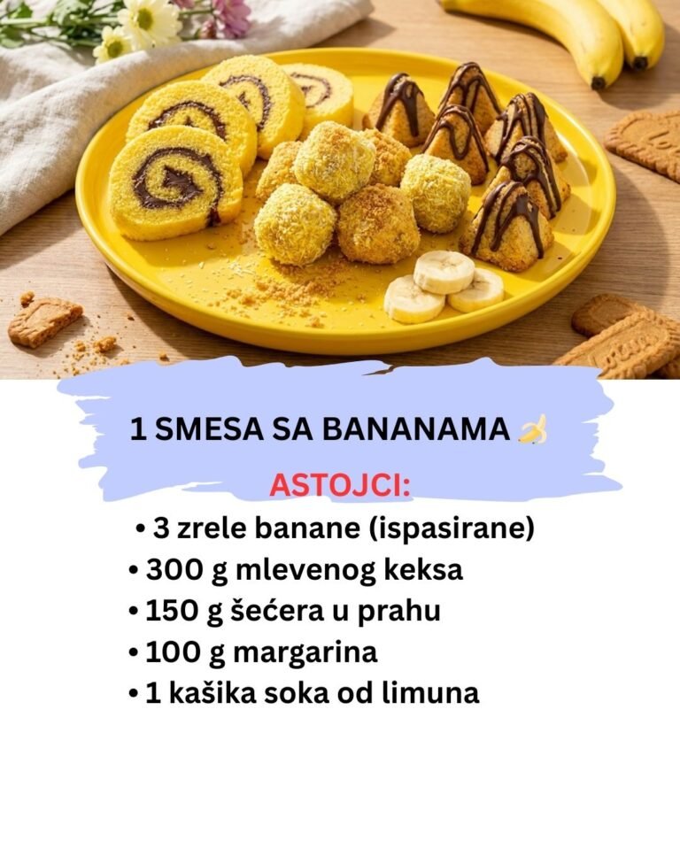 Banana Keks Kolači: 1 Smesa za Rolat, Kuglice i Piramide (Recept za Prezrele Banane)