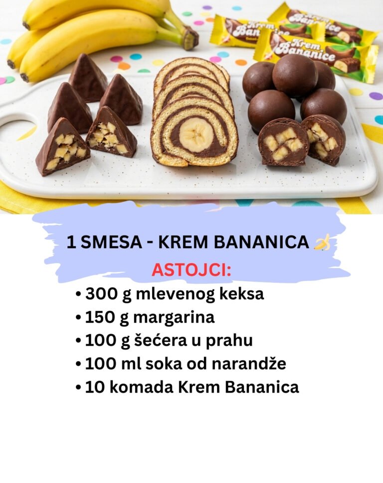 Krem Bananica Kolači: 1 Smesa za Rolat, Piramide i Kuglice (Bez Pečenja)
