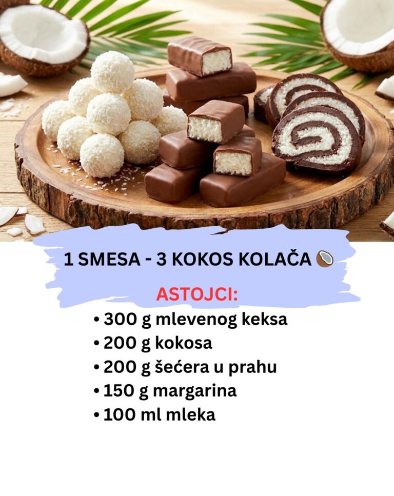 Kokos Bajka: 1 Smesa za 3 Savršena Kolača (Rafaelo, Bounti i Rolat)