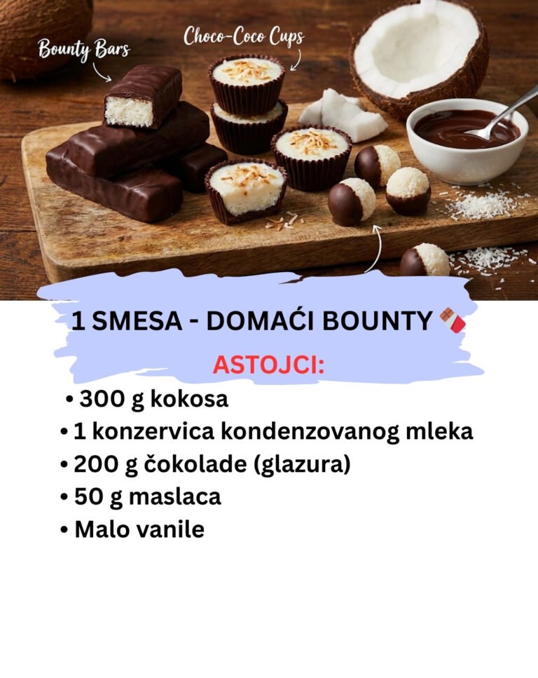 Bounty Fuzija: 1 Smesa za 3 Čokoladne Poslastice sa Kokosom (Bez Pečenja)