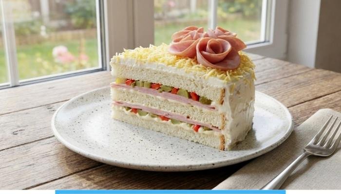 Ukusna Slana Torta od Tost Hleba sa Šunkom i Sirom