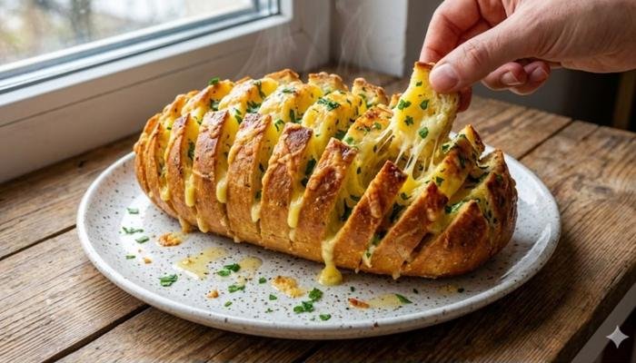 Ukusni Harmonika Hleb sa Belim Lukom i Kačkavaljem