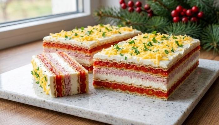 Delicious Savory Rozen Cake Recipe with Feta and Ajvar