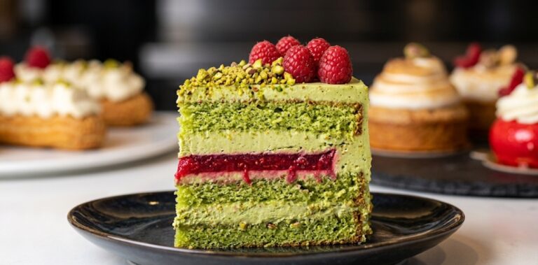 Luksuzna Pistaći Torta – Recept sa Malinama i Maskarpone Sirom