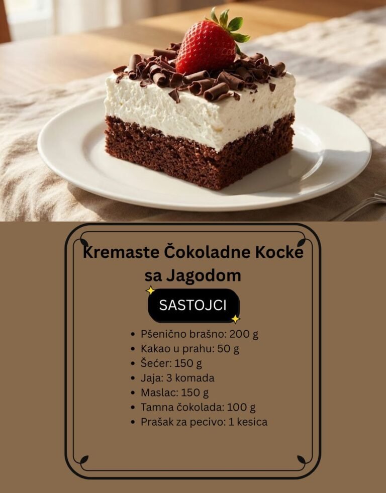 Kremaste Čokoladne Kocke sa Jagodom: Savršen Spoj Čokolade i Voća