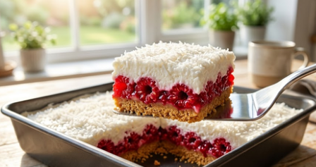 Sočni Kolač Sa Malinama I Kokosom – Recept Bez Pečenja