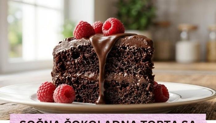 Neodoljiva Sočna Čokoladna Torta sa Malinama
