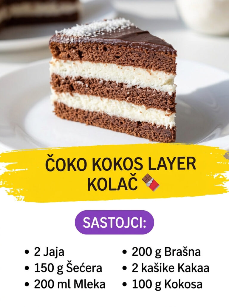 Čoko kokos layer kolač: Savršen spoj čokolade i kokosa u slojevima