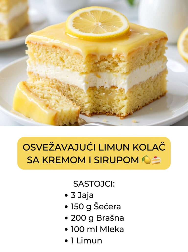 Osvežavajući Limun Kolač sa Kremom i Sirupom: Savršen Letnji Desert