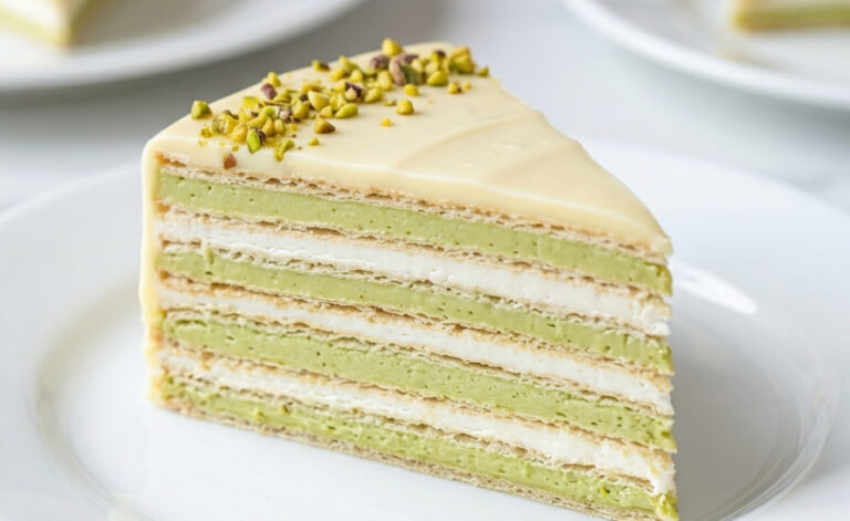 Pistaći Rozen Torta: Raskošna slojevita fantazija bez pečenja