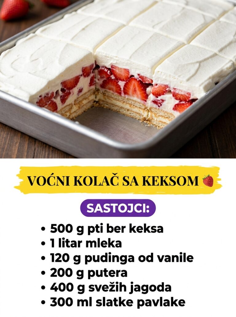 Voćni Kolač sa Keksom: Brzi kremasti desert sa jagodama bez pečenja