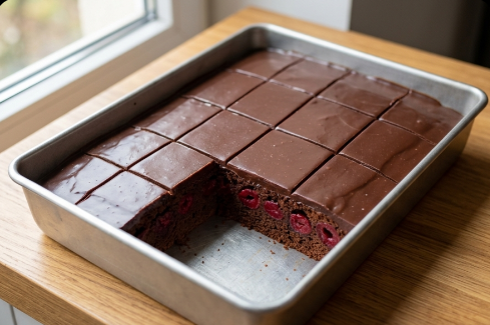 Čoko-Višnja Kocke Iz Pleha – Najbolji Brzi Recept Za Sočni Voćni Kolač