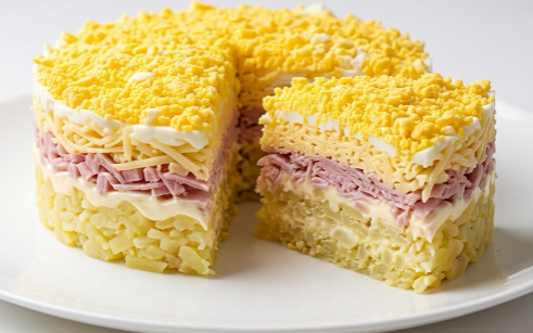Slojevita Mimoza Salata: Raskošna slana torta za svaku proslavu