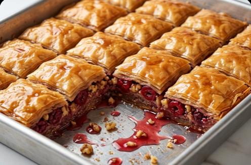Baklava sa Višnjama: Savršen spoj hrskavih kora, oraha i kiselkastog voća