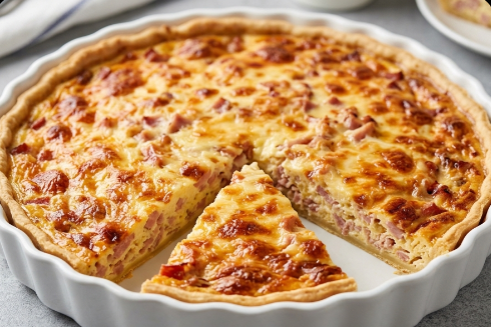 Najbolji Recept za Slani Kiš sa Šunkom i Sirom: Brza i Kremasta Pita
