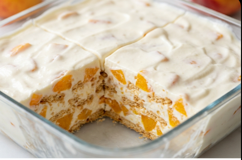 Brzi Kolač sa Plazmom i Breskvama: Osvežavajući No-Bake Desert u Jednoj Posudi