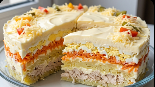 Slojevita Francuska Salata u Kalupu: Slana torta za 25 minuta