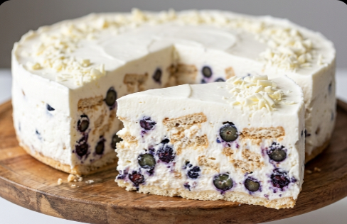 Okrugla Bela Torta sa Borovnicama i Plazmom: Voćna elegancija bez pečenja