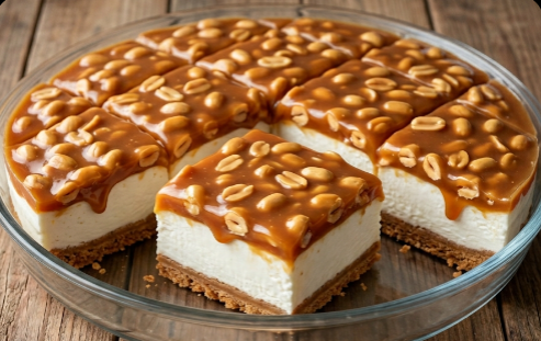 Karamel-Kikiriki Čizkejk: Snickers fantazija bez pečenja